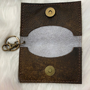 Keep It Gypsy Gold Distressed Leather Cowhide Key Ring Card Holder