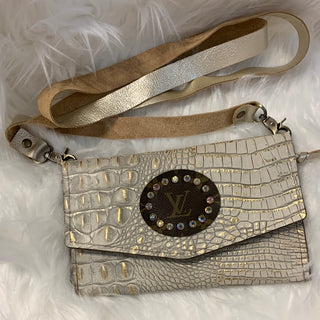 Keep It Gypsy Jordan Gold Distressed Crocodile Crossbody - White Lily Boutique